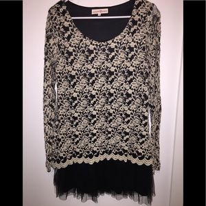 Altar’d State Black & cream lace dress with tulle